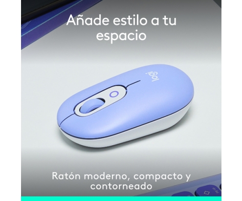 Logitech POP Mouse, ratón inalámbrico Bluetooth compacto y portátil con botones programables y clics discretos, tecnología Easy-Switch para altern