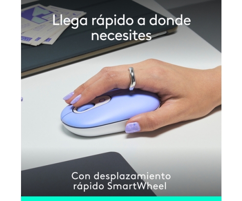 Logitech POP Mouse, ratón inalámbrico Bluetooth compacto y portátil con botones programables y clics discretos, tecnología Easy-Switch para altern
