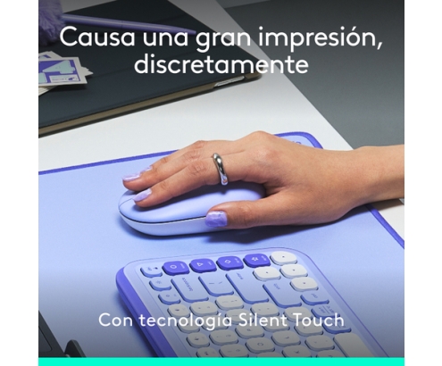 Logitech POP Mouse, ratón inalámbrico Bluetooth compacto y portátil con botones programables y clics discretos, tecnología Easy-Switch para altern