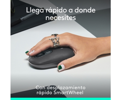 Logitech POP Mouse, ratón inalámbrico Bluetooth compacto y portátil con botones programables y clics discretos, tecnología Easy-Switch para altern