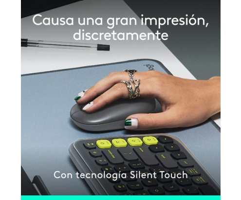 Logitech POP Mouse, ratón inalámbrico Bluetooth compacto y portátil con botones programables y clics discretos, tecnología Easy-Switch para altern