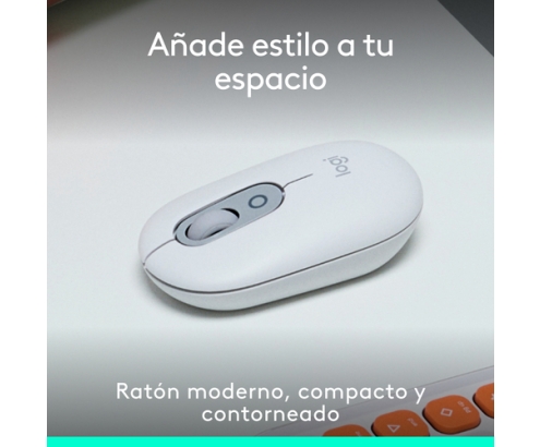Logitech POP Mouse, ratón inalámbrico Bluetooth compacto y portátil con botones programables y clics discretos, tecnología Easy-Switch para altern