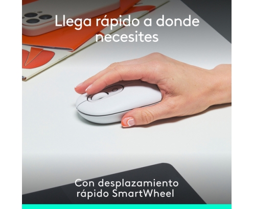 Logitech POP Mouse, ratón inalámbrico Bluetooth compacto y portátil con botones programables y clics discretos, tecnología Easy-Switch para altern