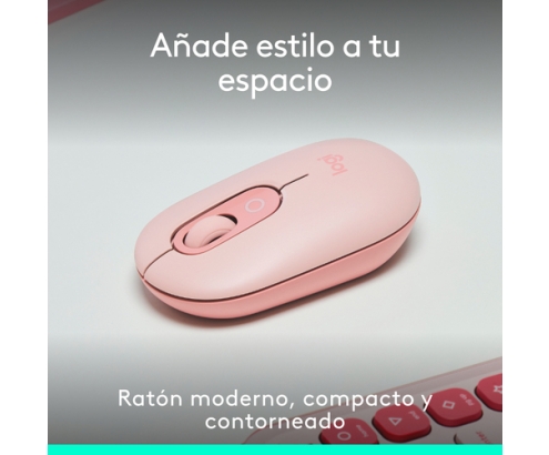Logitech POP Mouse, ratón inalámbrico Bluetooth compacto y portátil con botones programables y clics discretos, tecnología Easy-Switch para altern