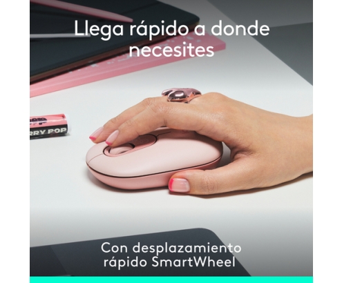 Logitech POP Mouse, ratón inalámbrico Bluetooth compacto y portátil con botones programables y clics discretos, tecnología Easy-Switch para altern