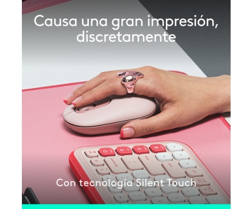 Logitech POP Mouse, ratón inalámbrico Bluetooth compacto y portátil con botones programables y clics discretos, tecnología Easy-Switch para altern