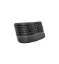 Logitech Wave Keys, teclado ergonómico inalámbrico con reposamanos acolchado, escritura cómoda y natural, Easy-Switch, Bluetooth, Logi Bolt, multis