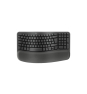 Logitech Wave Keys, teclado ergonómico inalámbrico con reposamanos acolchado, escritura cómoda y natural, Easy-Switch, Bluetooth, Logi Bolt, multis