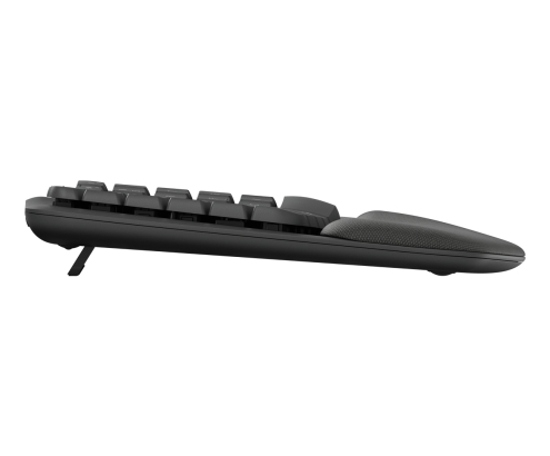 Logitech Wave Keys, teclado ergonómico inalámbrico con reposamanos acolchado, escritura cómoda y natural, Easy-Switch, Bluetooth, Logi Bolt, multis