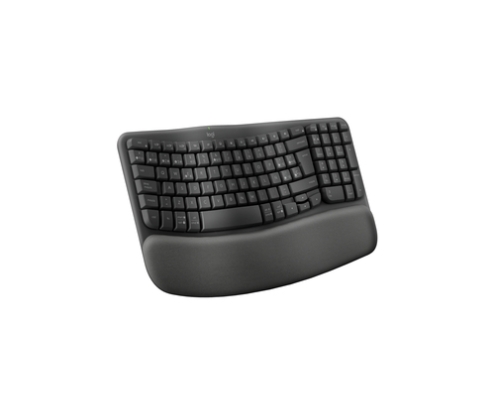 Logitech Wave Keys, teclado ergonómico inalámbrico con reposamanos acolchado, escritura cómoda y natural, Easy-Switch, Bluetooth, Logi Bolt, multis