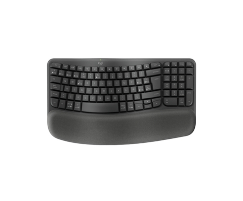 Logitech Wave Keys, teclado ergonómico inalámbrico con reposamanos acolchado, escritura cómoda y natural, Easy-Switch, Bluetooth, Logi Bolt, multis