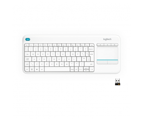 Logitech Wireless Touch Keyboard K400 Plus teclado RF inalámbrico QWERTY Inglés Blanco