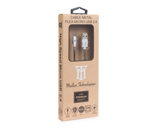 Maillon Technologique Premium MTPMUMS241 cable USB USB 2.0 1 m USB A Micro-USB B Plata