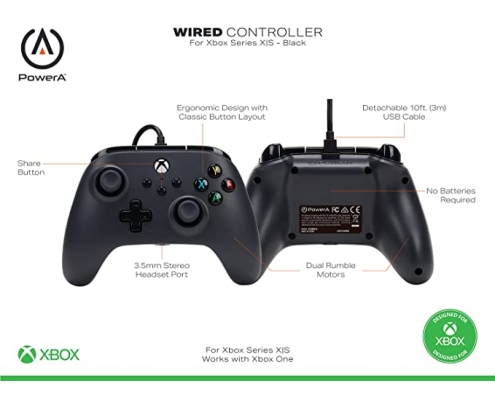 MANDO CON CABLE NEGRO XBOX SERIES POWER A