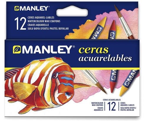 Manley Esctuche 12 Ceras Acuarelables
