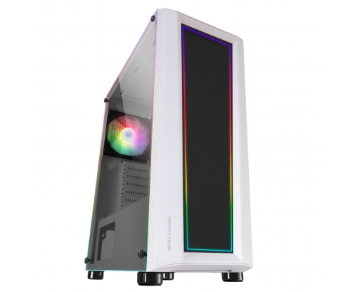 Mars Gaming MC-ART Blanco Caja PC Gaming ATX Doble Cristal Templado Dibujable ARGB 12 Modos Ventilador 12cm