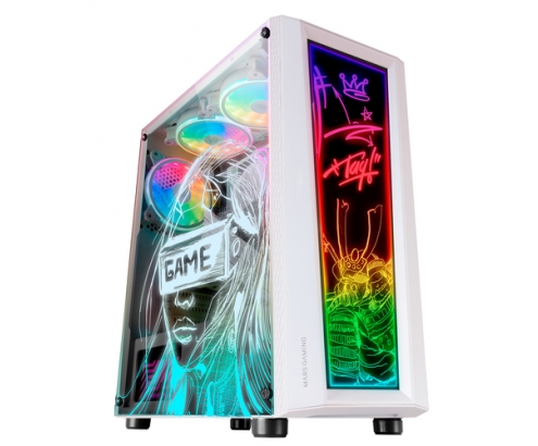 Mars Gaming MC-ART Blanco Caja PC Gaming ATX Doble Cristal Templado Dibujable ARGB 12 Modos Ventilador 12cm