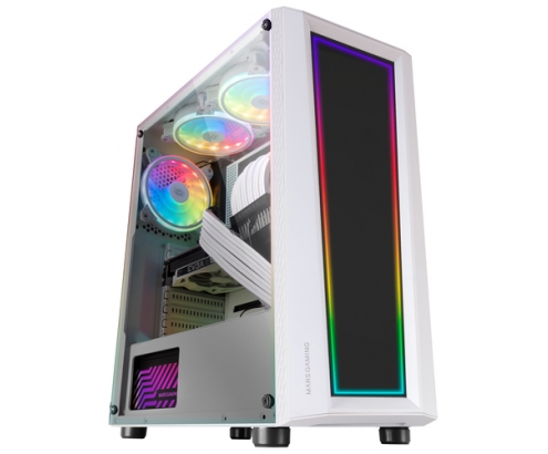 Mars Gaming MC-ART Blanco Caja PC Gaming ATX Doble Cristal Templado Dibujable ARGB 12 Modos Ventilador 12cm