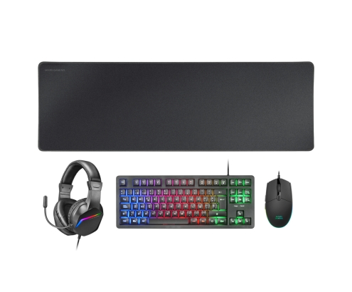 Mars Gaming MCP-RGB3, Pack Gaming Teclado Fixed RGB + Ratón Gaming RGB Flow 3200 DPI + Auriculares Over-Ear RGB + Alfombrilla XXL, Negro, Idioma Espa