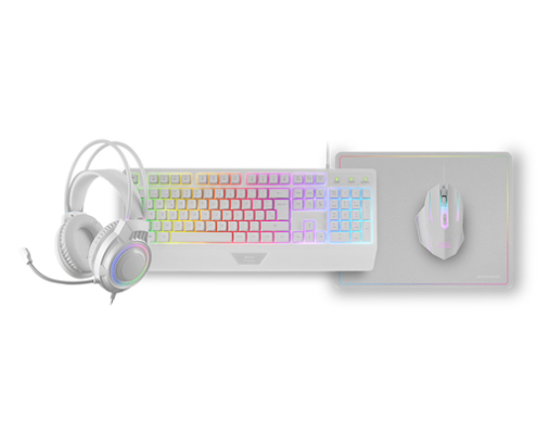 Mars Gaming MCP124PRO, Combo Gaming 4en1, Teclado RGB H-Mech con Reposamuñecas, Ratón RGB 3200DPI y Switches HUANO, Auriculares FRGB, Alfombrilla Na