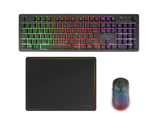 Mars Gaming MCPWXPT teclado Ratón incluido Juego RF inalámbrica + USB QWERTY Portugués Negro