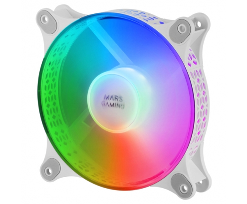 Mars Gaming MF-DUO Kit 2 Ventiladores FRGB Rainbow 360º Ultra-silencioso Doble Conexión 3PIN + 4PIN Blanco
