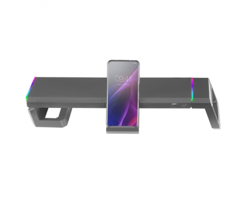 Mars Gaming MGS-ONE Negro Soporte Monitor RGB Chroma Tamaño Ajustable Soporte Smartphone y Tablet USB Frontal 2.0