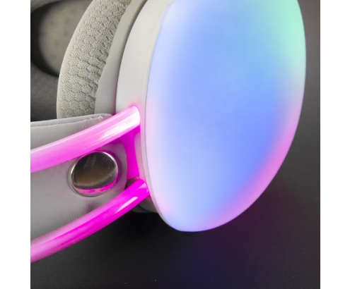 Mars Gaming MH-GLOW Rosa Auriculares 360º Full Chroma RGB Flow Micrófono Cancelación de Ruido Diseño Ultra-ligero Almohadillas Mempory-Foam Compat
