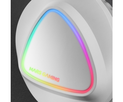 Mars Gaming MH222 Blanco, Cascos Gaming RGB Over Ear con Micrófono, Sonido HiFi, Cancelación de Sonido, Ultraligeros, PS4 PS5 Xbox Switch Tablet Win