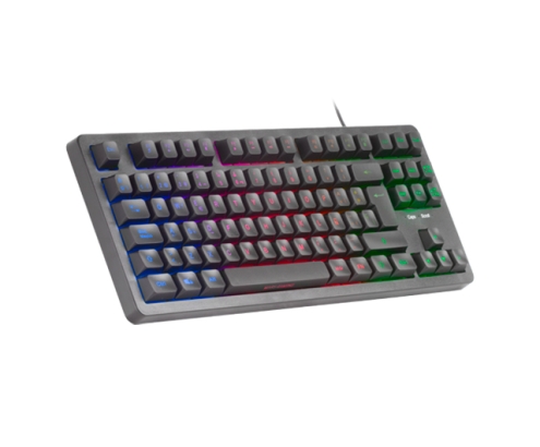 Mars Gaming MK023, Teclado Gaming TKL, Tecnología Híbrida H-Mech, Iluminación FRGB Rainbow, Anti-ghosting, Compatibilidad Universal, Negro, Idioma