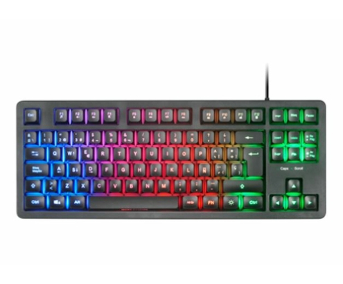 Mars Gaming MK023, Teclado Gaming TKL, Tecnología Híbrida H-Mech, Iluminación FRGB Rainbow, Anti-ghosting, Compatibilidad Universal, Negro, Idioma
