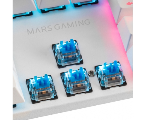 Mars Gaming MK422 Blanco Teclado Gaming RGB Switch Mecánico Azul Idioma Portugués