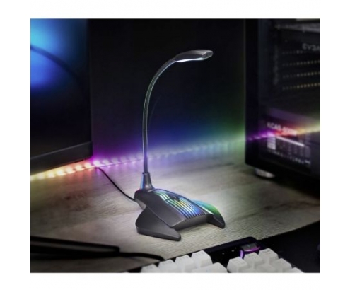 Mars Gaming  MMIC Micrófono sobremesa omnidireccional iluminación RGB Flow brazo aluminio flexible USB Negro
