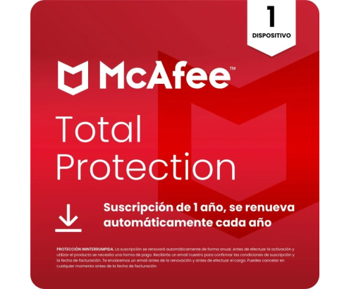 McAfee Total Protection 1 Dispositivo 1 Año Licencia Digital
