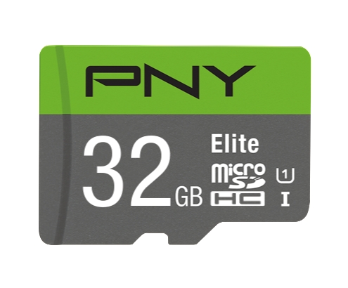 MEMORIA MICROSDHC PNY 32GB ELITE 100MB/S CON ADAPTADOR NEGRO VERDE GRIS P-SDU32GU185GW-GE