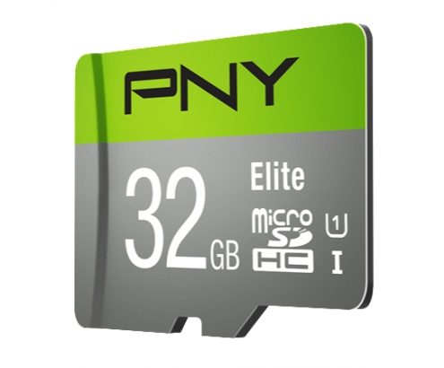 MEMORIA MICROSDHC PNY 32GB ELITE 100MB/S CON ADAPTADOR NEGRO VERDE GRIS P-SDU32GU185GW-GE