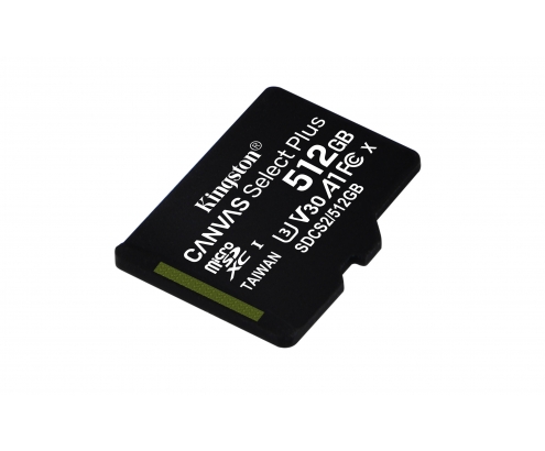 memoria microsdxc kingston technology canvas select plus 512gb sin adaptador negro SDCS2/512GBSP