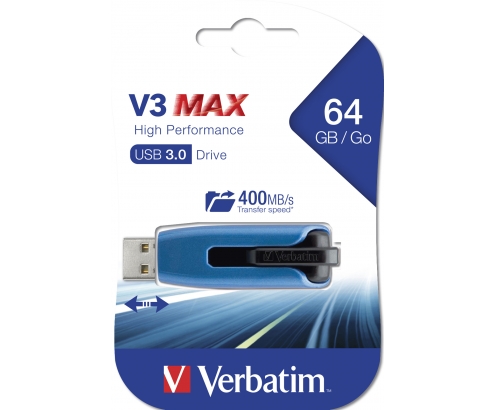 Memoria usb Verbatim V3 MAX - Unidad USB 3.0 de 64 GB - Azul 49807