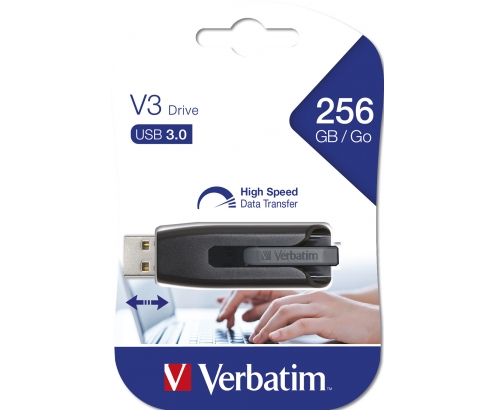 Memoria usb Verbatim V3 - Unidad USB 3.0 256 GB - Negro 49168