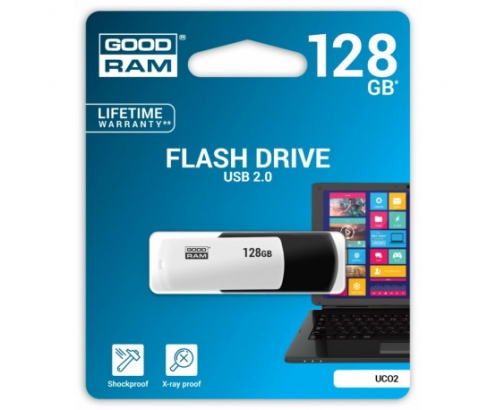 MEMORIA USB2.0 GOODRAM UCO2 128GB BLANCO NEGRO UCO2-1280KWR11