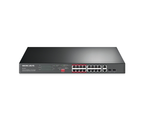 Mercusys 16-PORT 10/100MBPS+ 2-PORT GB RCK 16-PORT POE+ No administrado Fast Ethernet (10/100) Energía sobre Ethernet (PoE) Negro