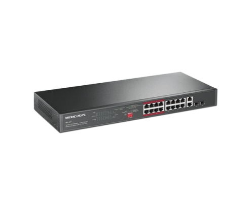 Mercusys 16-PORT 10/100MBPS+ 2-PORT GB RCK 16-PORT POE+ No administrado Fast Ethernet (10/100) Energía sobre Ethernet (PoE) Negro