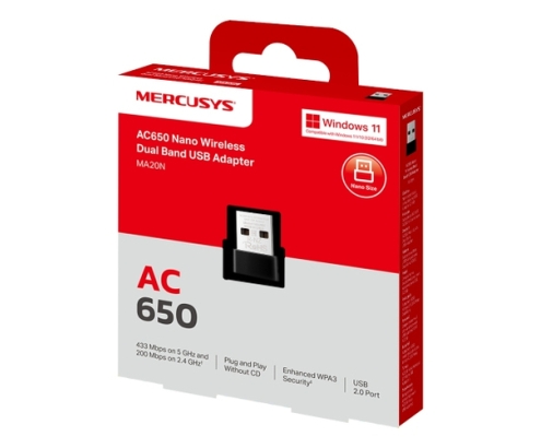 Mercusys MA20N adaptador y tarjeta de red WLAN 650 Mbit/s