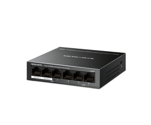 Mercusys MS106P switch No administrado Fast Ethernet (10/100) Energía sobre Ethernet (PoE) Montaje en pared/escritorio Negro