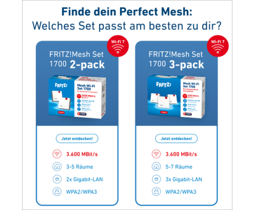 Mesh Set FRITZMESH SET 1700 3-PACK EDITION INTERNATIONAL Blanco Interno