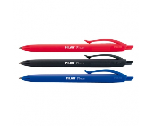 Milan BWM10254 Negro, Azul, Rojo BolÍ­grafo de punta retráctil con pulsador 4 pieza(s)