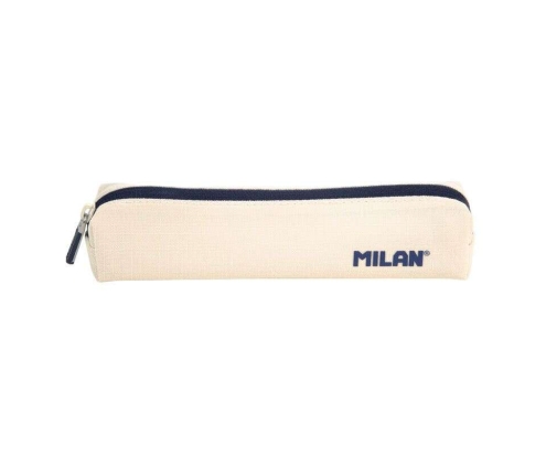 Milan Serie 1918 Estuche Mini Redondo - Tejido Resistente a las Roturas y Rasgaduras - Medidas 20,5x4,5x5cm - Color Beige