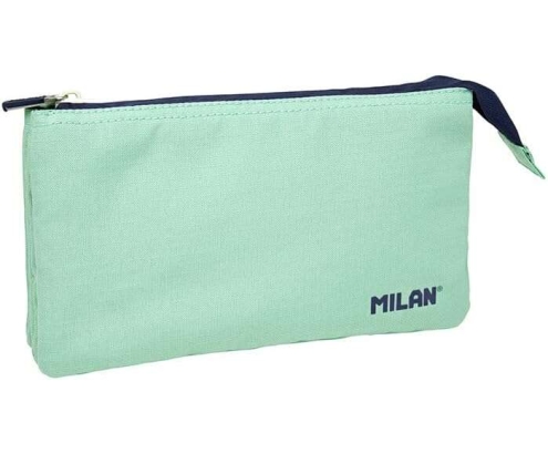 Milan Serie 1918 Estuche Portatodo 5 Compartimentos - Tejido Resistente a las Roturas y Rasgaduras - Medidas 22x12x4cm - Color Verde