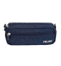 Milan Serie 1918 Estuche Portatodo Rectangular 2 Compartimentos - Tejido Resistente a las Roturas y Rasgaduras - Medidas 21x8,5x6,1cm - Color Azul Oscuro