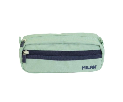 Milan Serie 1918 Estuche Portatodo Rectangular 2 Compartimentos - Tejido Resistente a las Roturas y Rasgaduras - Medidas 21x8,5x6,1cm - Color Verde
